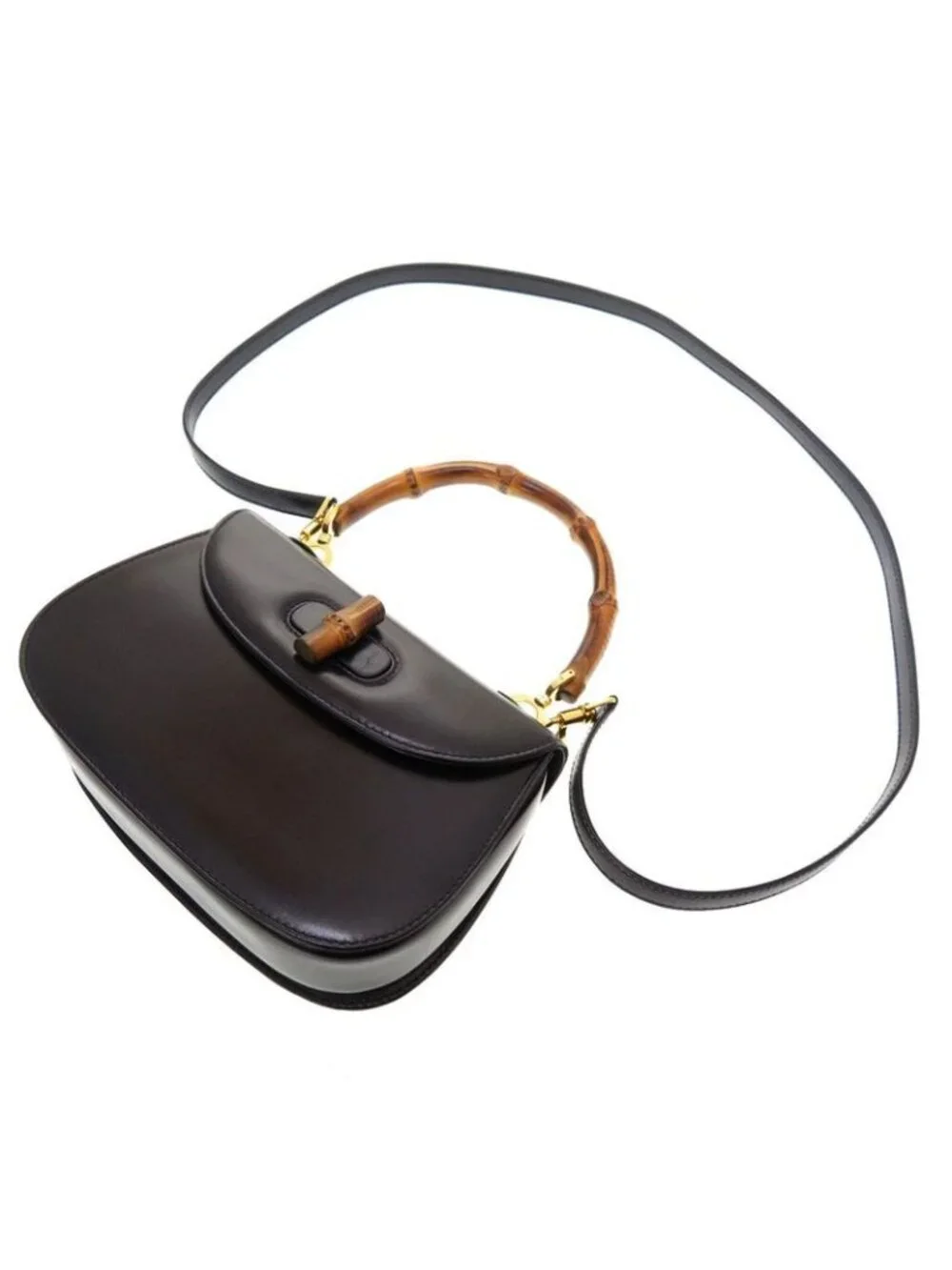 Gucci Bamboo Leather Navy 000 2046 0188 2-Way Handbag 0184 - Picture 5 of 10